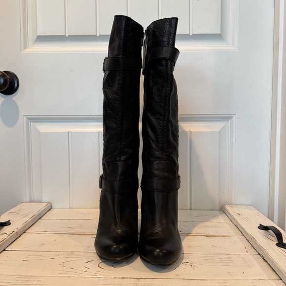 Arturo Chiang Black Leather Knee-High Boots Size 8.5 M - Picture 6 of 12